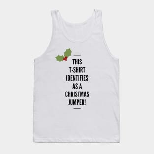 This T-Shirt Identifies As A Christmas Jumper! Black Tank Top